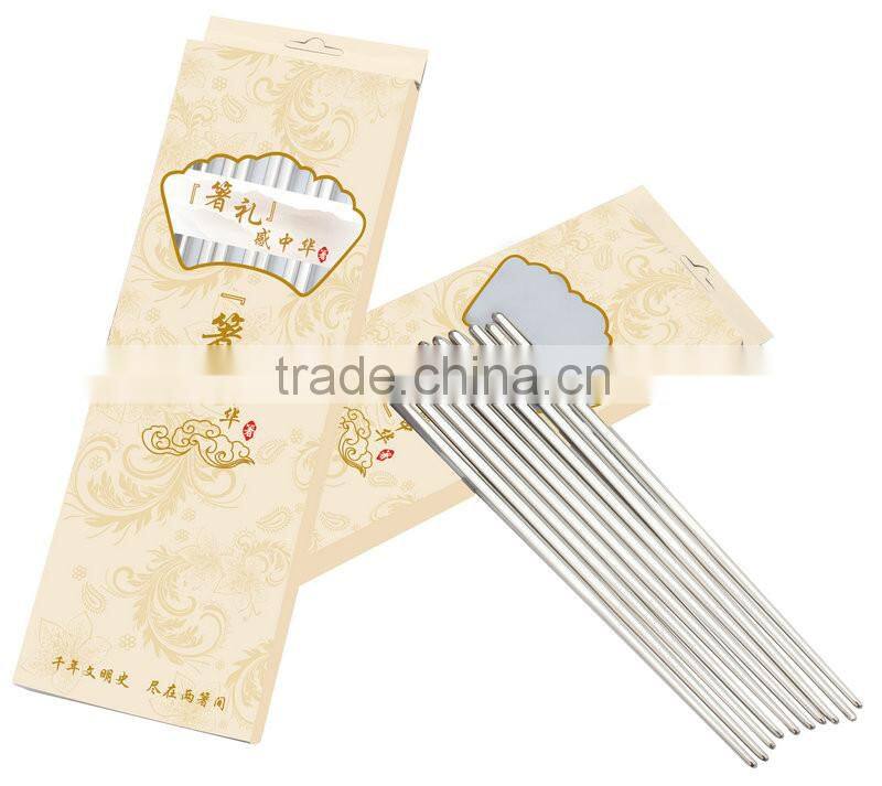 Eco-friendly hollow round stainless steel portable chopsticks