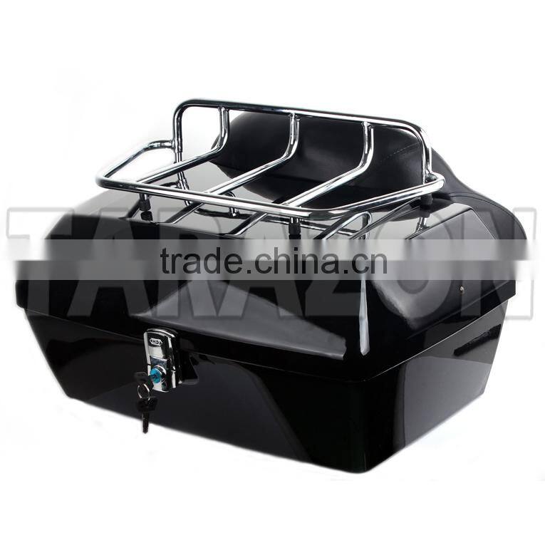high performance Motorcycle storage trunk tail box 4" wrap around backrest w/rack for Cross Bones