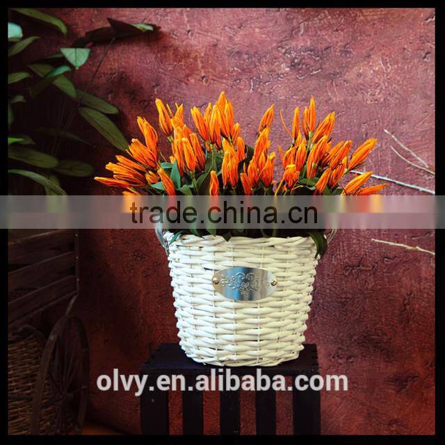 willow basket with metal handles