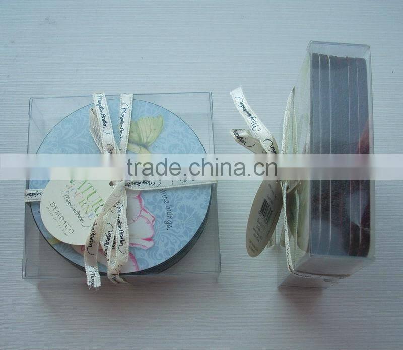 Custom made wood cup pad , cork mdf coaster set