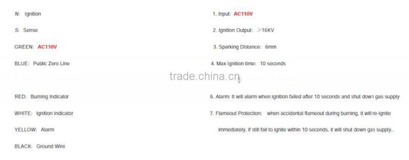Electronic pulse spark ignitor for gas heater/bbq/oven/grill/stove, auto gas ignitor control unit 220VAC/110VAC