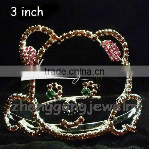 Small size bear design crystal tiara