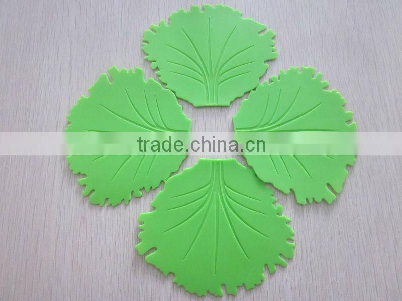 2014 new design Eco friendly food grade big tree leaf shaped baking silicone trivet,silicone placemat