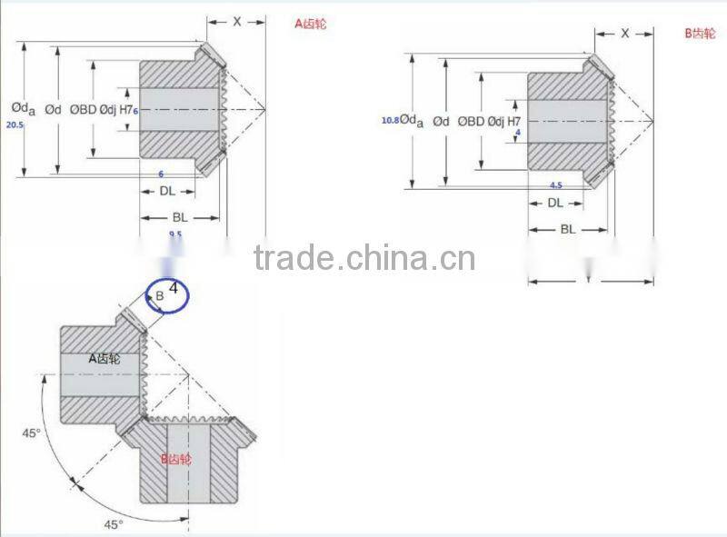 High quality precision hardened bevel gear set