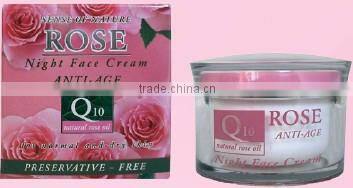 Face Cream Night with Q10 and Rose Oil - 50ml. Alcohol and Paraben Free. Made in EU. Private Label Available.