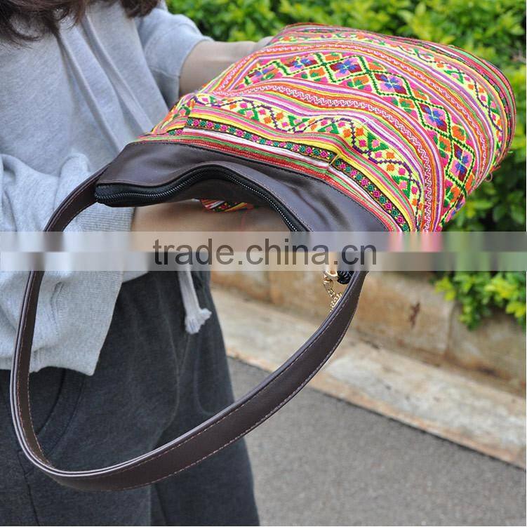 Hot selling tote bag embroidery tote bag fashion women leather shoulder bag
