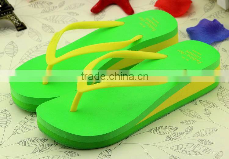 Latest design 2015 summer ladi rubber wedg flip flop