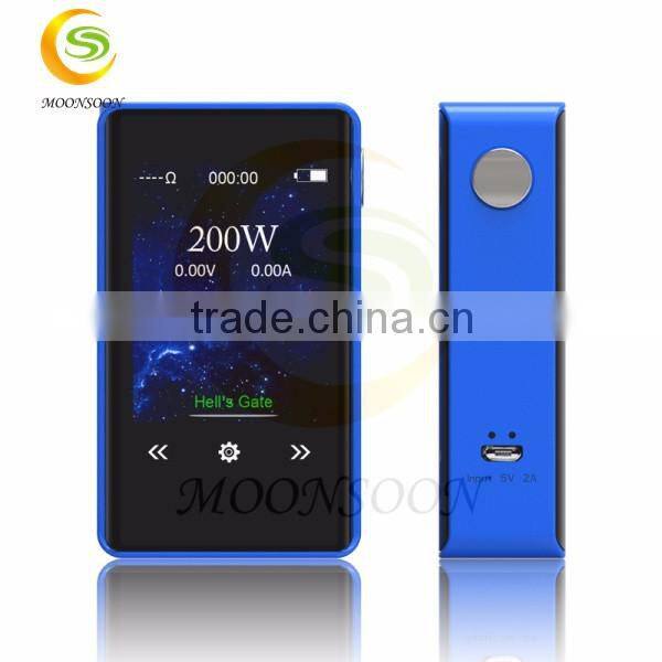 2016 the newets hells gate touch screen2*18650 external batteries 200w tc box mod vs halls gate 75w screen box mod
