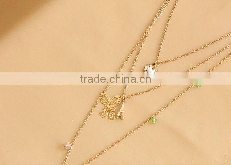 MYLOVE Fashion gold plated necklace cute butterfly leaf pendant long polo chain sweater necklace HOT MLSC-17