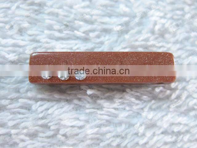 Gemstone rectangle shaped pendant(Brown sandstone with CZ)