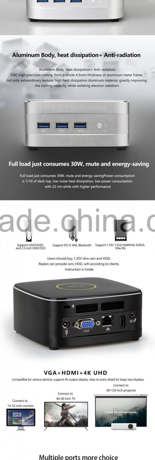 High Quality Standard Realan Mr.NUC-i5B5200-V3U motherboard Core i5-5200U Dual 5th generation