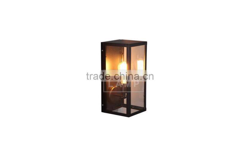 Industrial Metallic and Glass Lamp Shade Wall Sconce Box Wall Lamp