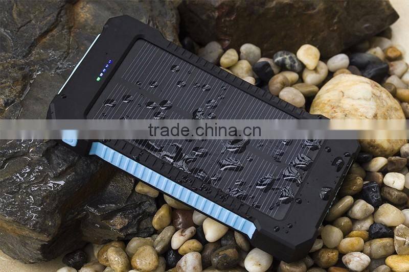 Hot sale 10000mah portable solar charger for samsung mobile phone with led and compass