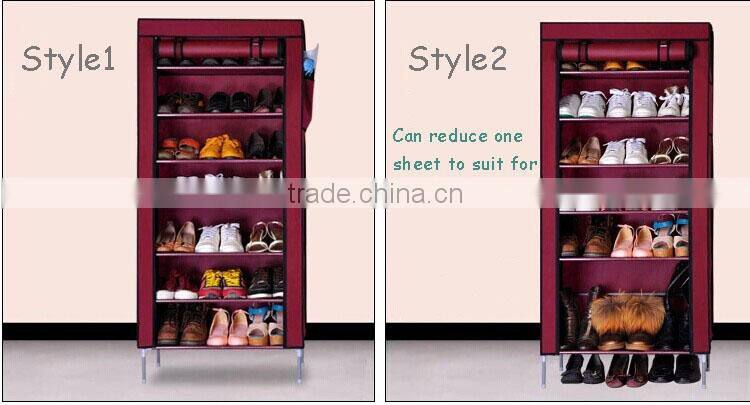 (FH-FC6007)6-layer simple design non woven fabric single row shoe rack