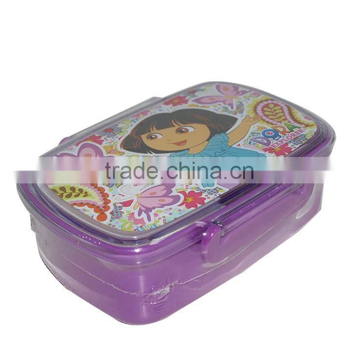 Factory audited foodgrade plastic lunch box with cartoon logo