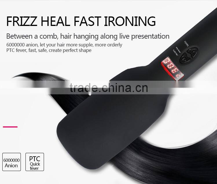 factory wholesale anion LCD electric brush that straightens hair