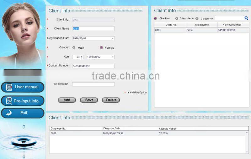 Best sell UV light skin scanner machine detect deep skin moisture content