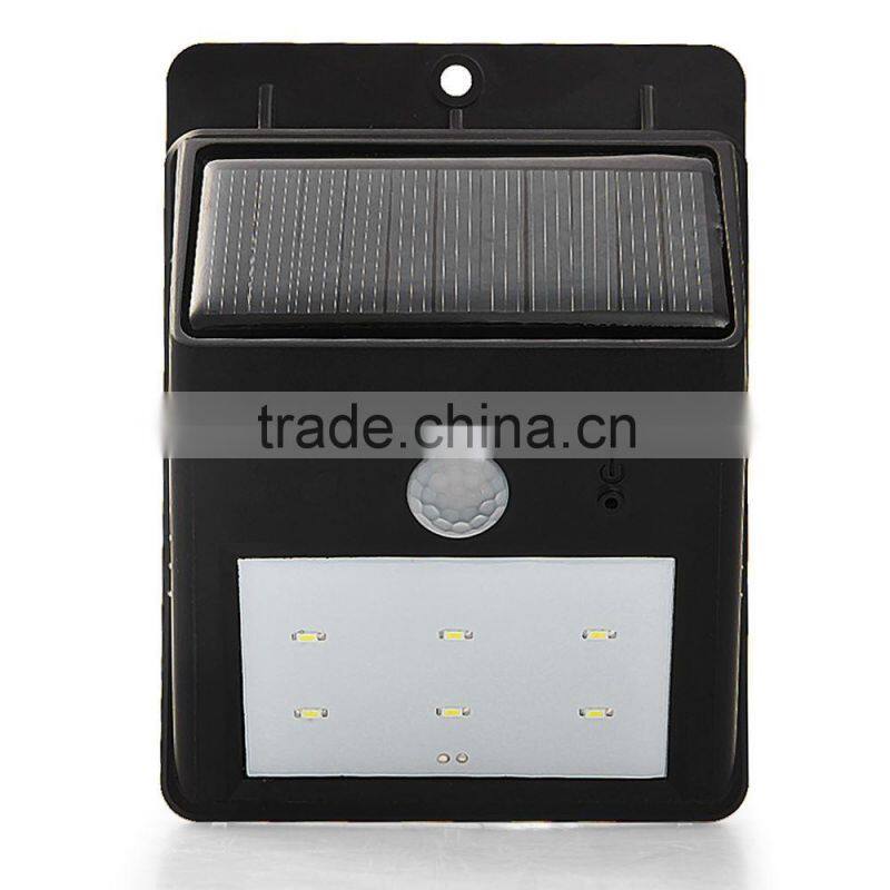 6 LED Solar Power PIR Motion Sensor Wall Light Outdoor Waterproof Garden Lamp
