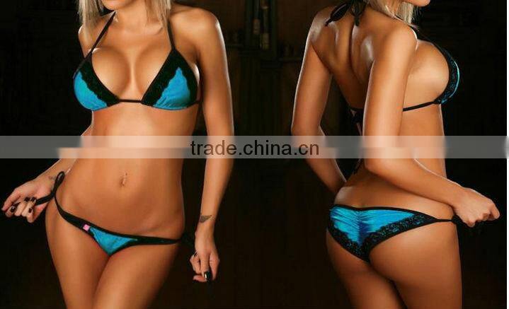 Cheap Women Sexy Beach Bikini Suit Top Thong Lace Pucker Butt Swimwear Bra Plus String