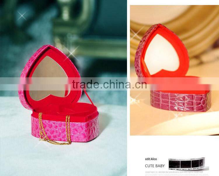 heart shaped faux leather Jewelry organizer storage box-rosy Crocodile grain