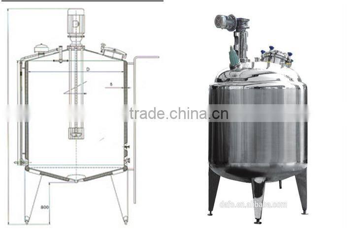 Vertical double jacketed stainless steel mixing agitator tank
