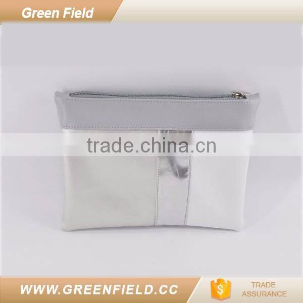 PU white silver vegan ladies fancy clutch bag pouches 2017