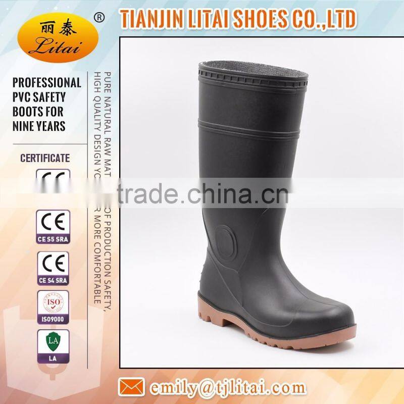 Hot Selling Black PVC Safety Rain Boots with Steel Toecap