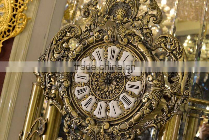 Antique Design Vintage Floor Standing Clock, Marble Base Copper Clock