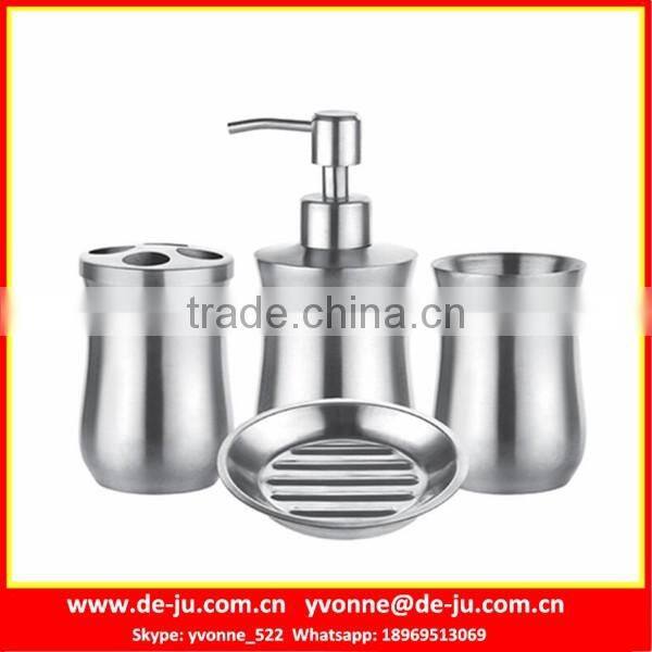 Stainless 4Pcs Bathroom Soap Dish Toothbrush Holder Set