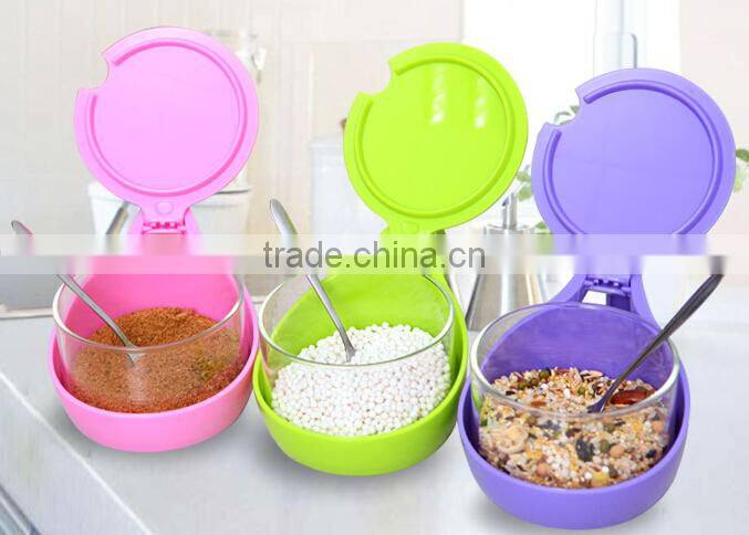 New Arrival Colorful With Cover Spoon Plastic Soy Saucet Condiment