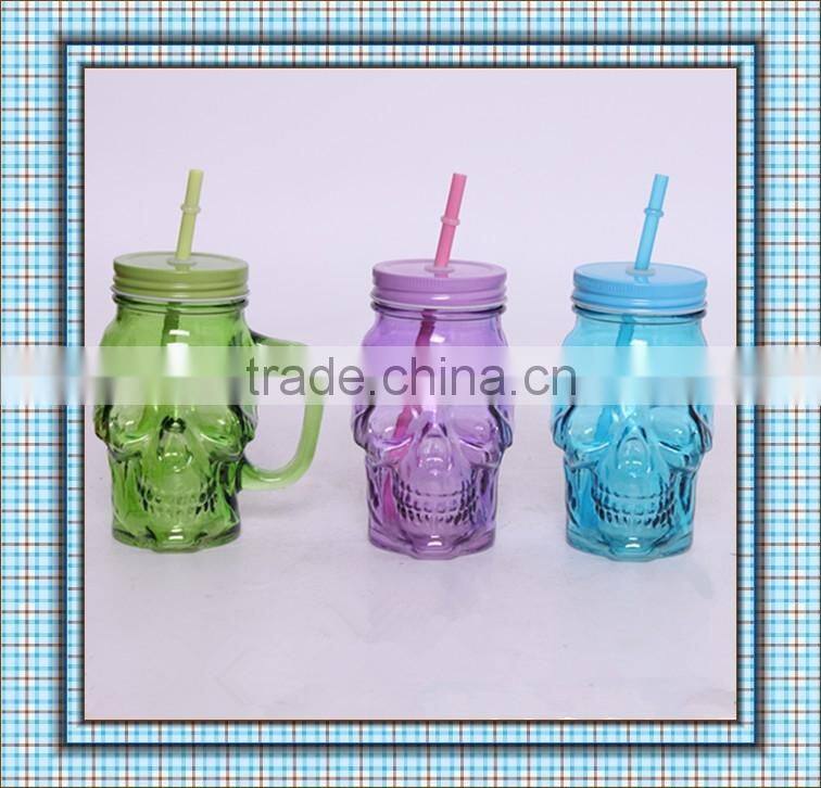 tin lid 16oz drinking jar with handle