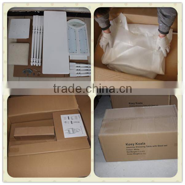 European Style Solid Wood Makeup Table Set With Stool Bedroom Dresser Simple Modern Ivory White Cosmetic Table With Mirror