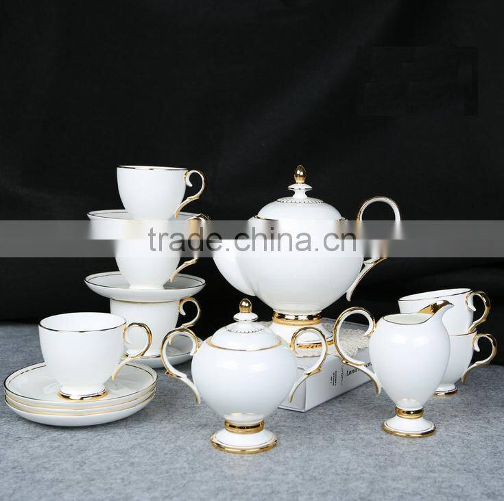 ceramic gold plated 24pcs tea set porcelain tea pot set fine royal porcelain tea set