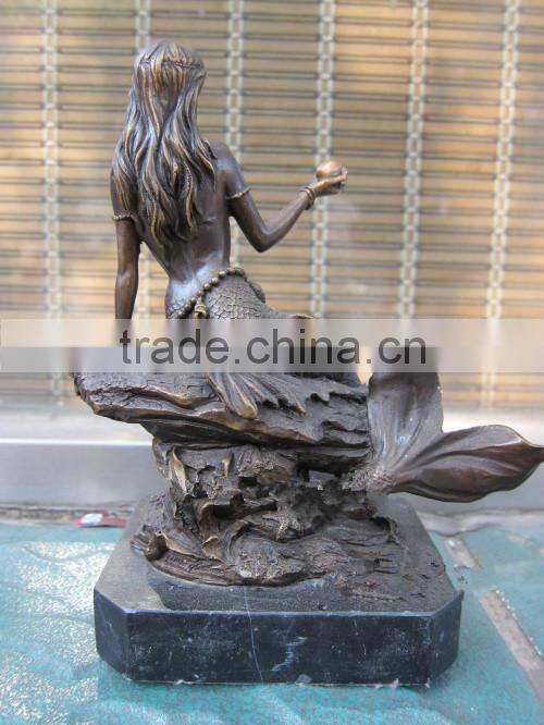 Casting Beautiful Nude Bronze Mermaid Statue for Sale