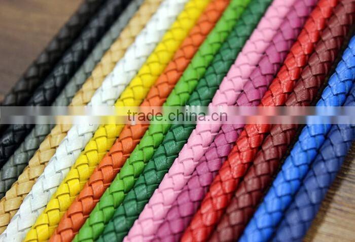 5mm round real braided leather cord various color for option for making jewelry bracelet