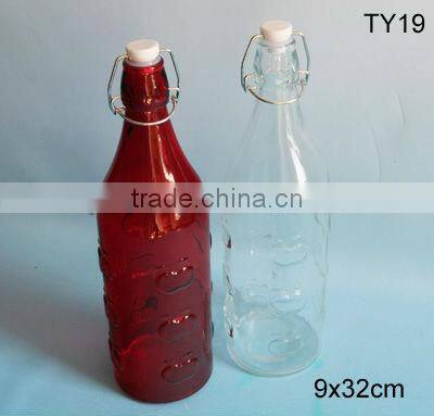 2016 1 liter swing top glass bottle with more colors/beverage bottle/drink bottle