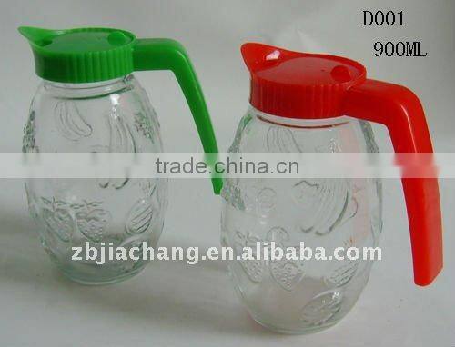 900ml glass pitcher with plastic lid D001-3