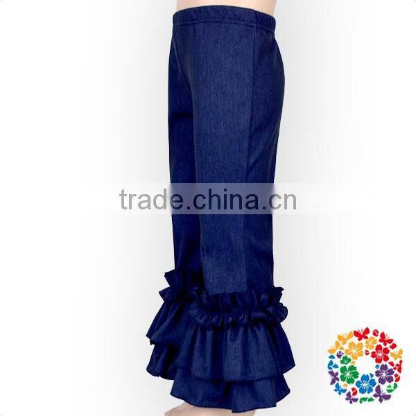 Navy Blue Elastic Denim Jeans Pants Kids To China Wholesale Girls Ruffle Pants