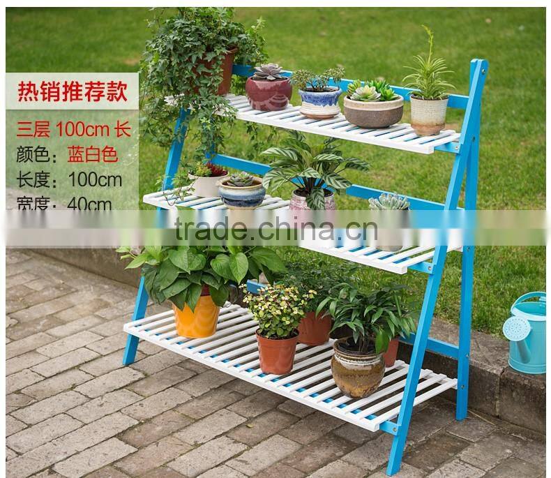 New design high quality solid wood flower shelf