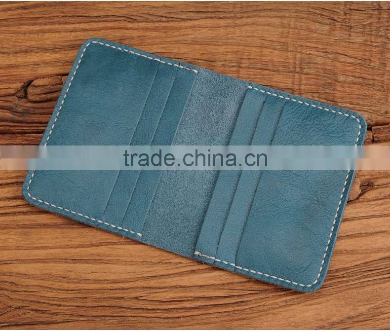 Bifold Cowhide Leather Men Credit Card Holder with multiple card slots