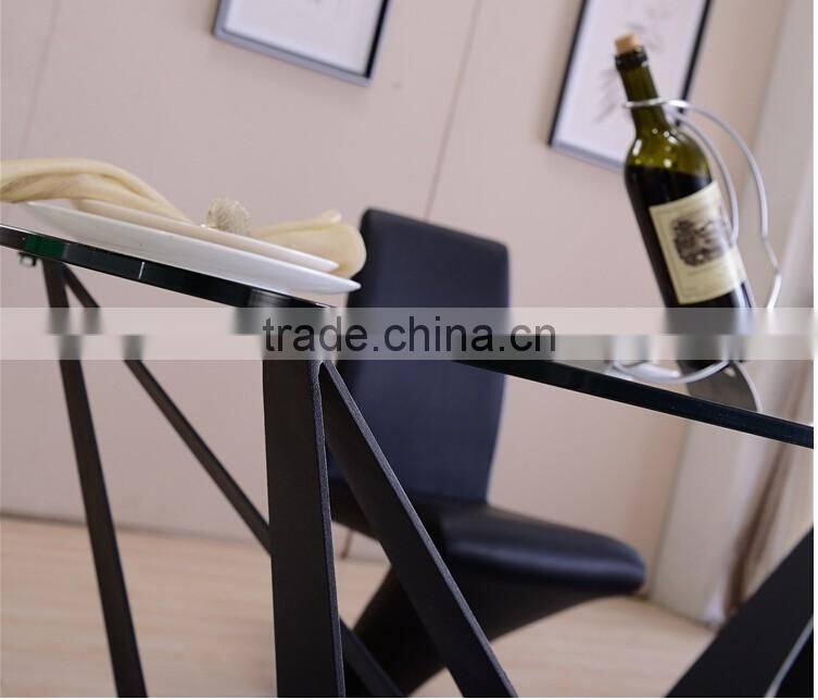 new fashion Italian modern furniture private custom made wood /glass top metal dining table fashion leather chair dining set