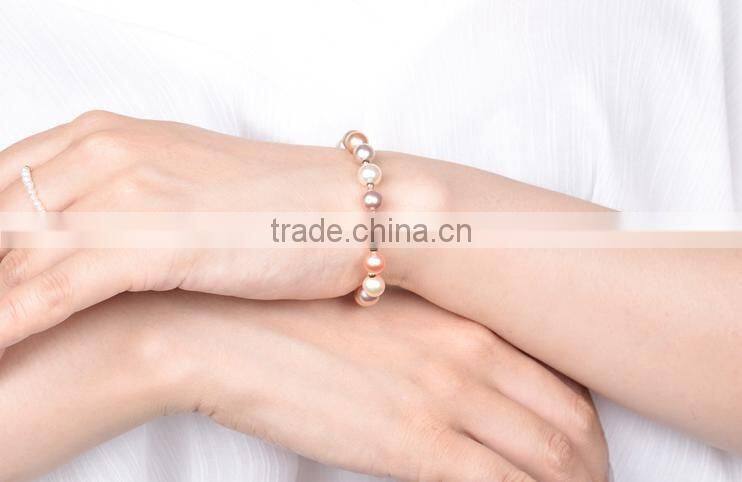 AAA 13-14mm round multicolors Edison pearl bracelet