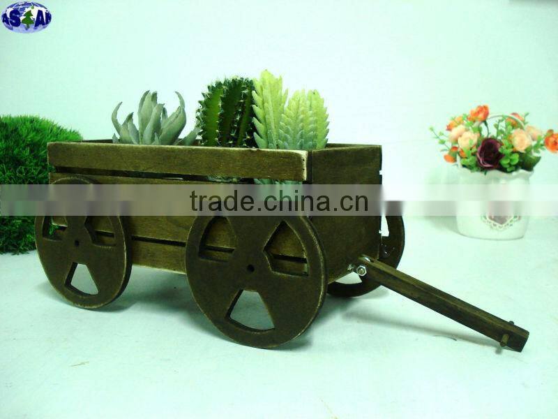 Mini wooden cart for flowers and plants