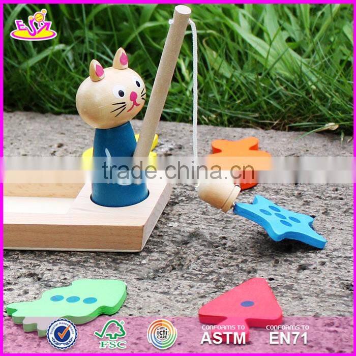 2016 new design kids wooden cat fishing toy W01B029