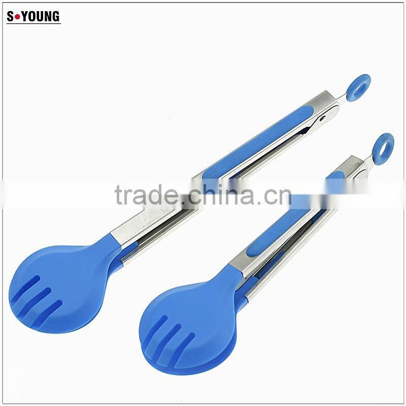 14013 Food Grade Kitchen and Barbecue Grill Tongs Silicone Locking Serving Food Tong