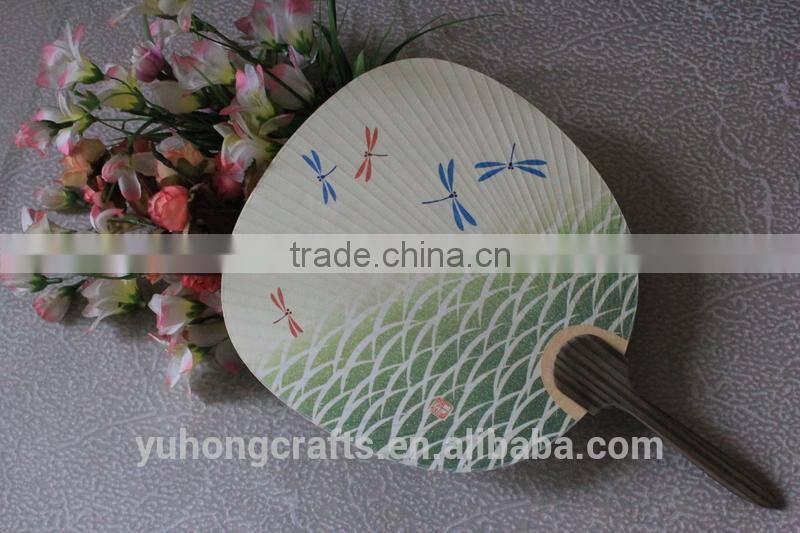 Environmental paper round fan with wood handle