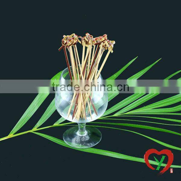Red color bamboo flexible knotted skewer fruit stick picks