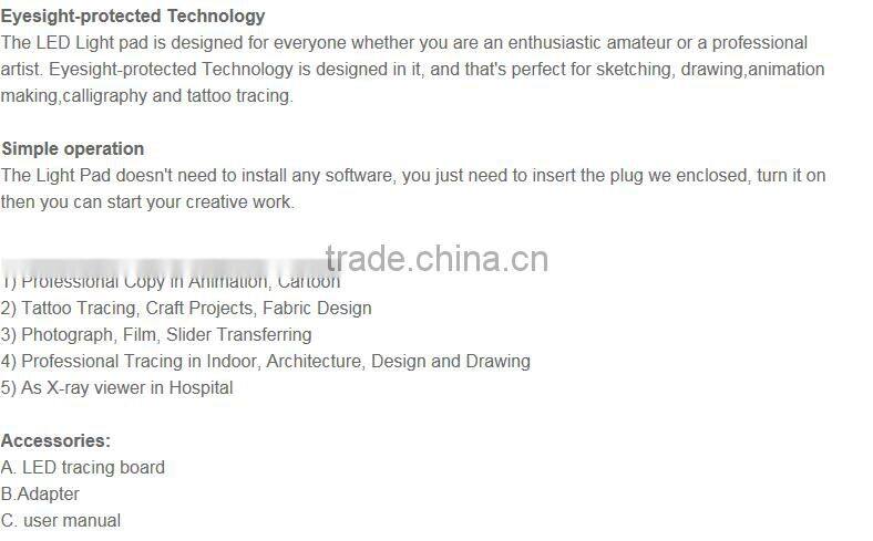 New Arrival!Huion A4 2016 new style LED light pad professional tattoo tracing board