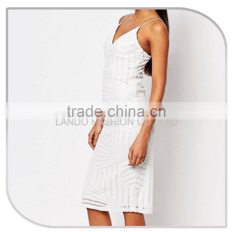 Women spaghetti strap white sequin dress new arrivals bodycon midi fancy dress up games for girls 2016