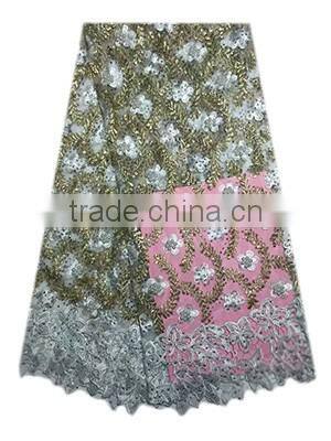 Fashiuonable African women wedding dress lace sequined tulle lace with stones FL1394